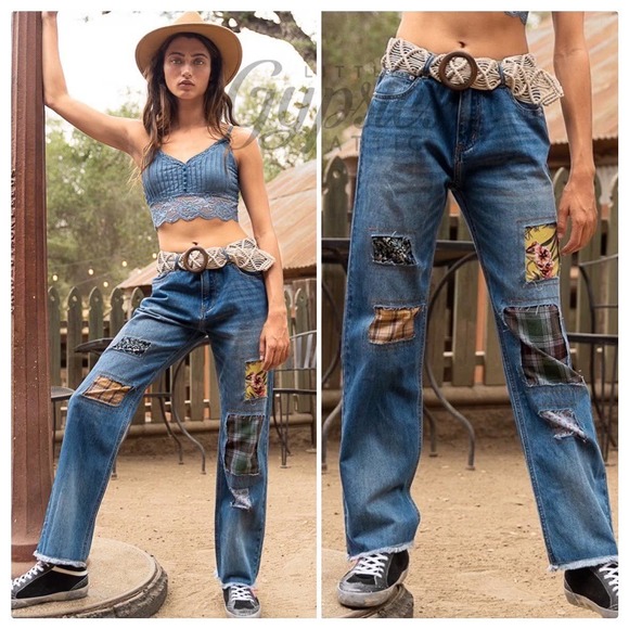 POL Denim - POL Patched Out Denim Boyfriend Jeans